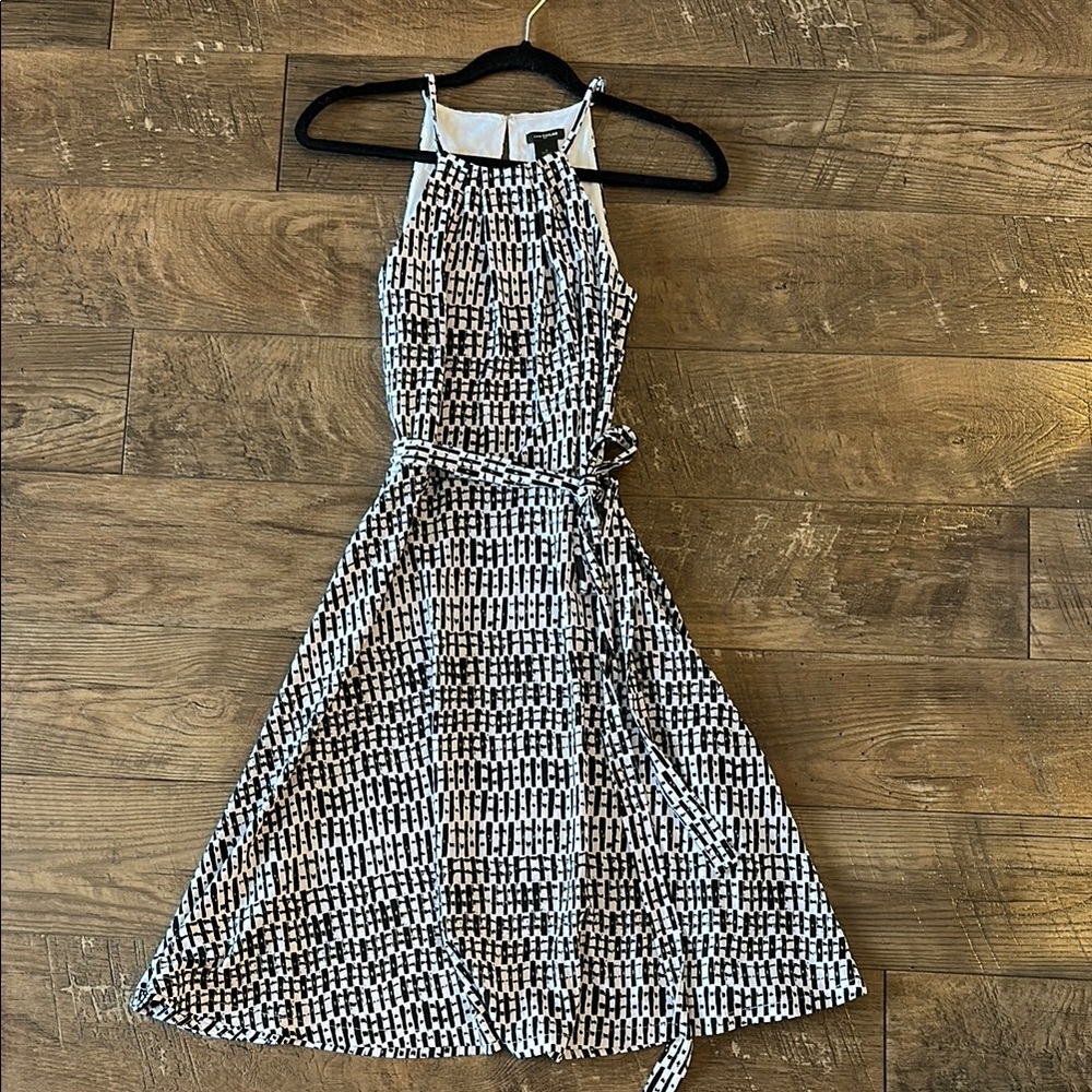 Ann Taylor Black and White Halter Midi Sundress